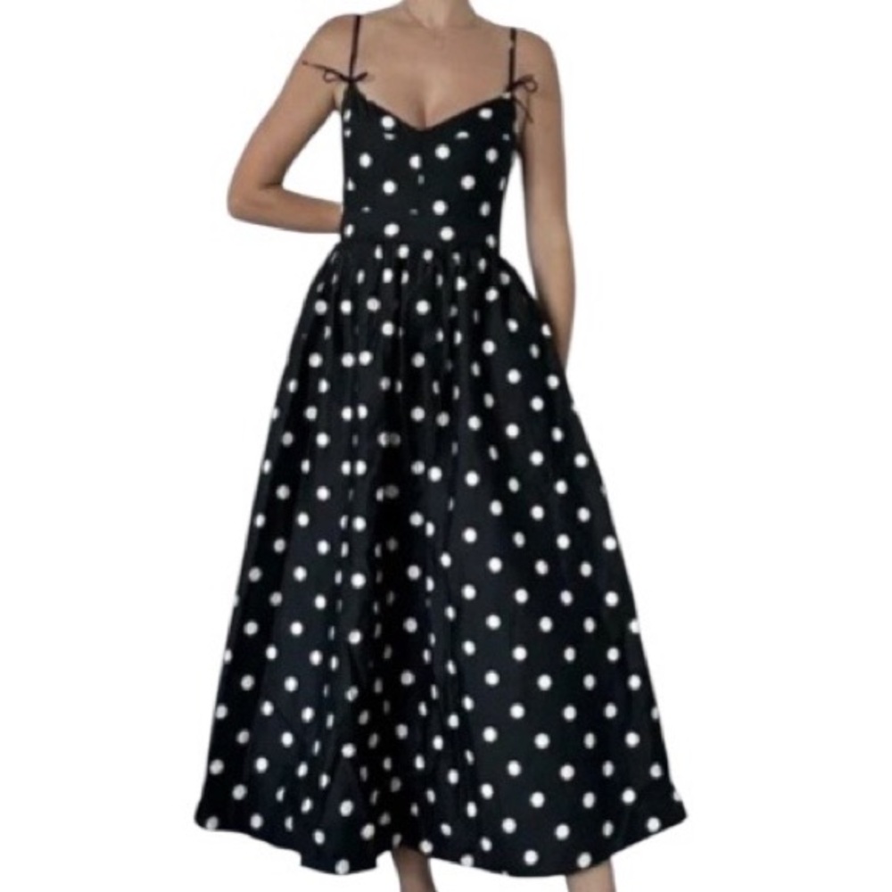 Polka Dot Maxi Dress – Navy/White